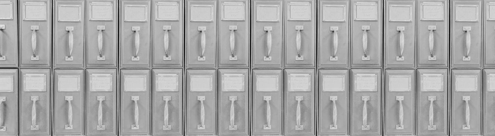 row of woodruff drawers with a gray filter over the image