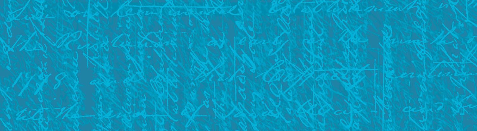 Handwritten text layered in shades of blue