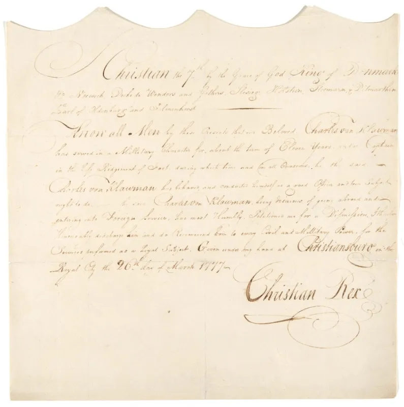 A handwritten document from the late 1700s, the pages has scalloping at the top.