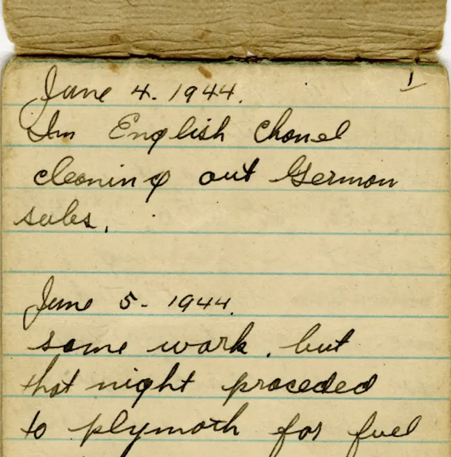 Image shows brief, handwritten diary entries on a notepad.